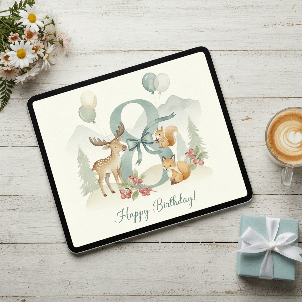 Happy Birthday Card – Age 8 - TheJoyfulDigital