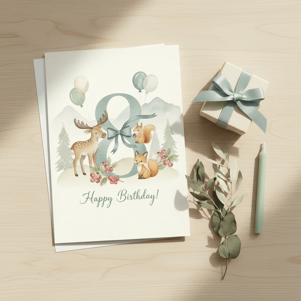 Happy Birthday Card – Age 8 - TheJoyfulDigital
