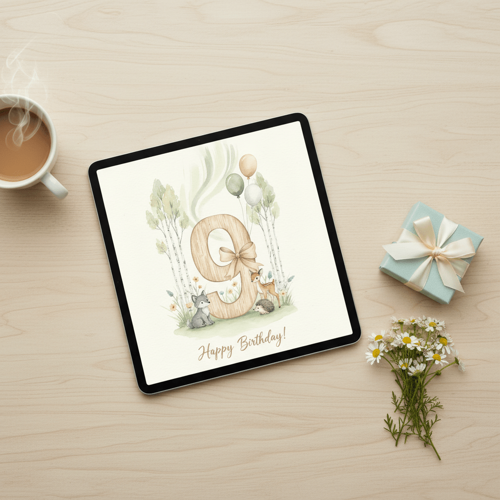 Happy Birthday Card – Age 9 - TheJoyfulDigital