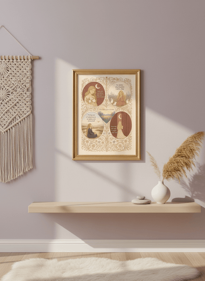 Self-care circle framed on wall - continuous self-care practice visual reminder